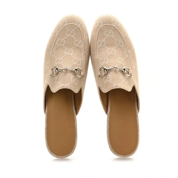 Gucci Princetown Beige Mules Summer Denim NIB - Picture 2 of 10